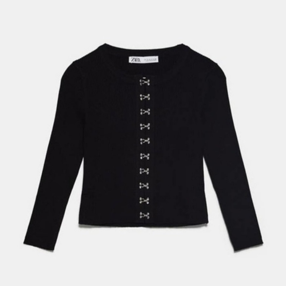 Zara hook and eye knit crop sweater - Picture 2 of 5